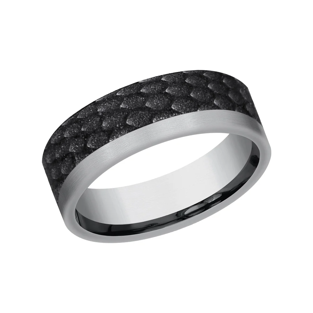 The Talon Men's Wedding Band in Grey Tantalum and Black Titanium - 7mm Width by Tantalum