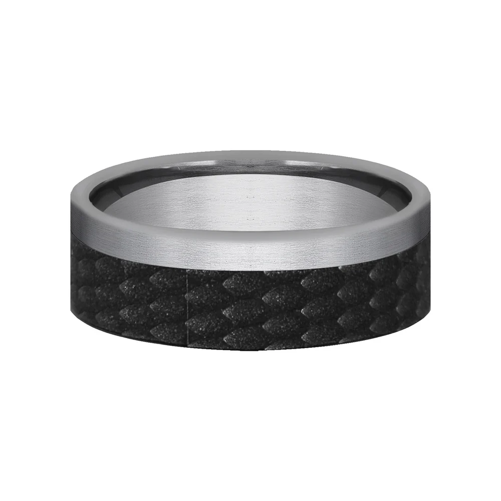 The Talon Men's Wedding Band in Grey Tantalum and Black Titanium - 7mm Width by Tantalum - Image 3