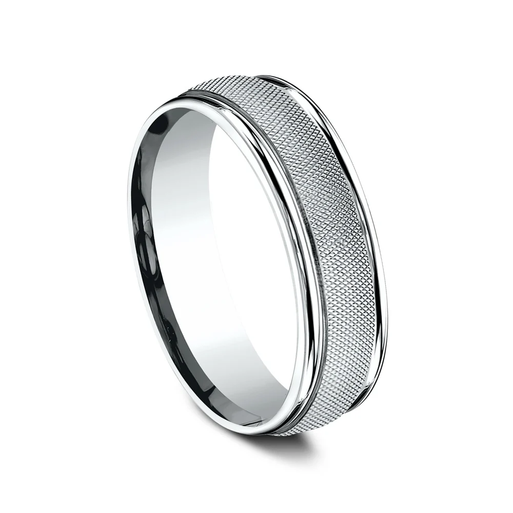 The Templar Men's Wedding Band in 14K White Gold - 6.5mm Width by Benchmark - Image 2