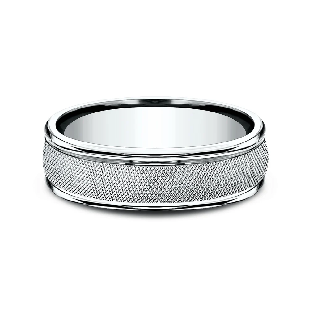 The Templar Men's Wedding Band in 14K White Gold - 6.5mm Width by Benchmark - Image 3