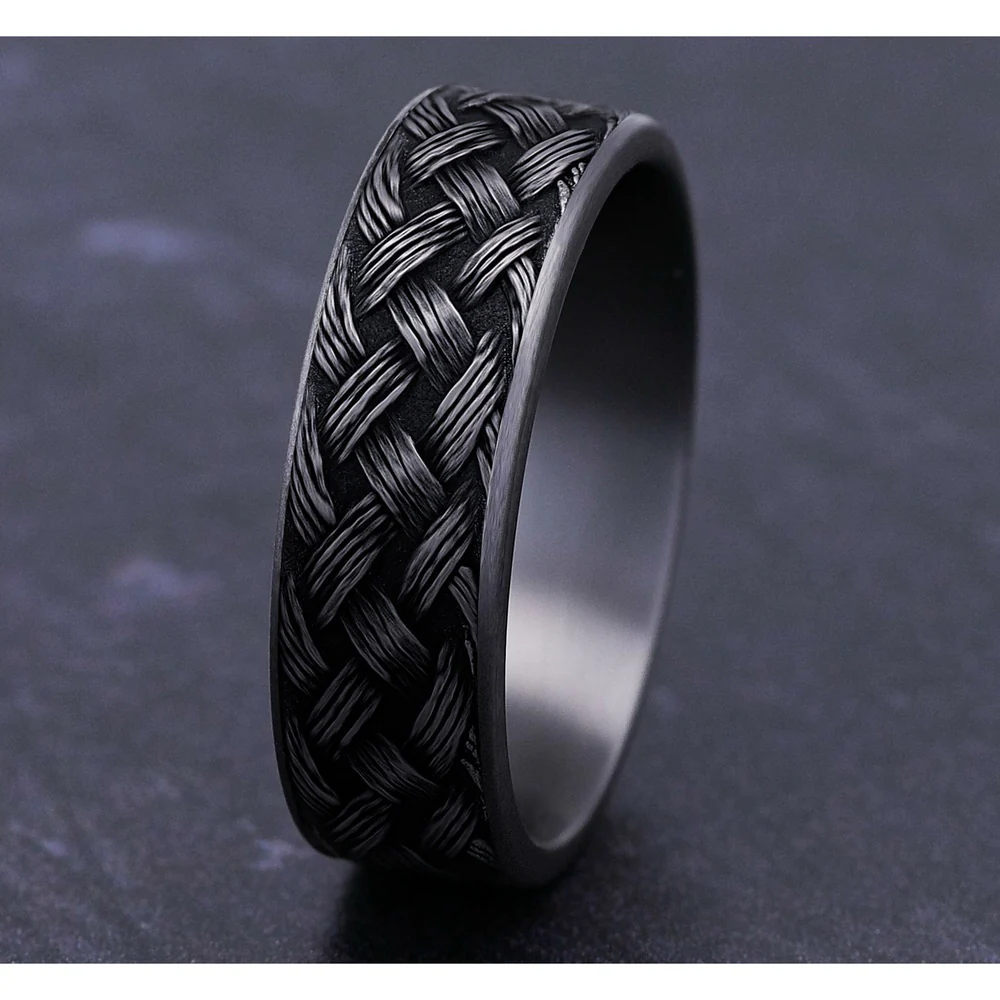 The Trellis Men's Wedding Band in Grey Tantalum - 7mm Width by Tantalum - Image 4