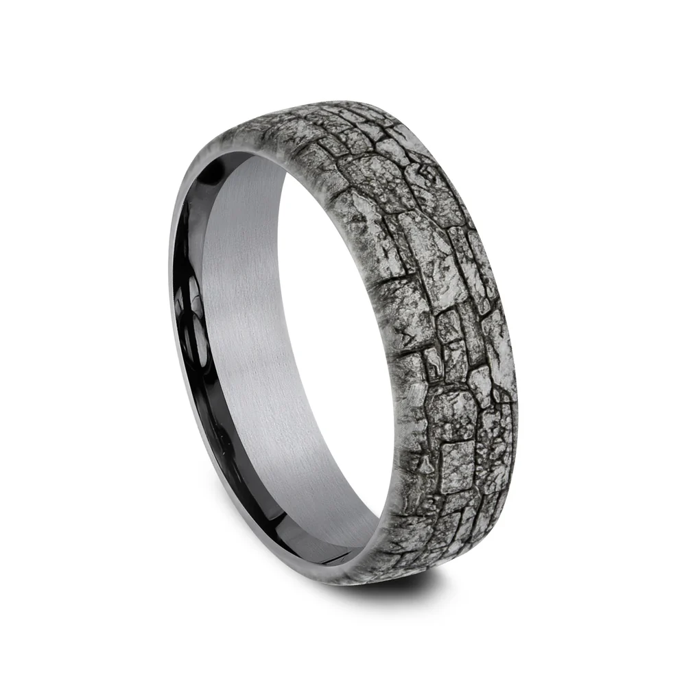 The Troy Men's Wedding Band in Grey Tantalum - 6.5mm Width by Tantalum - Image 2