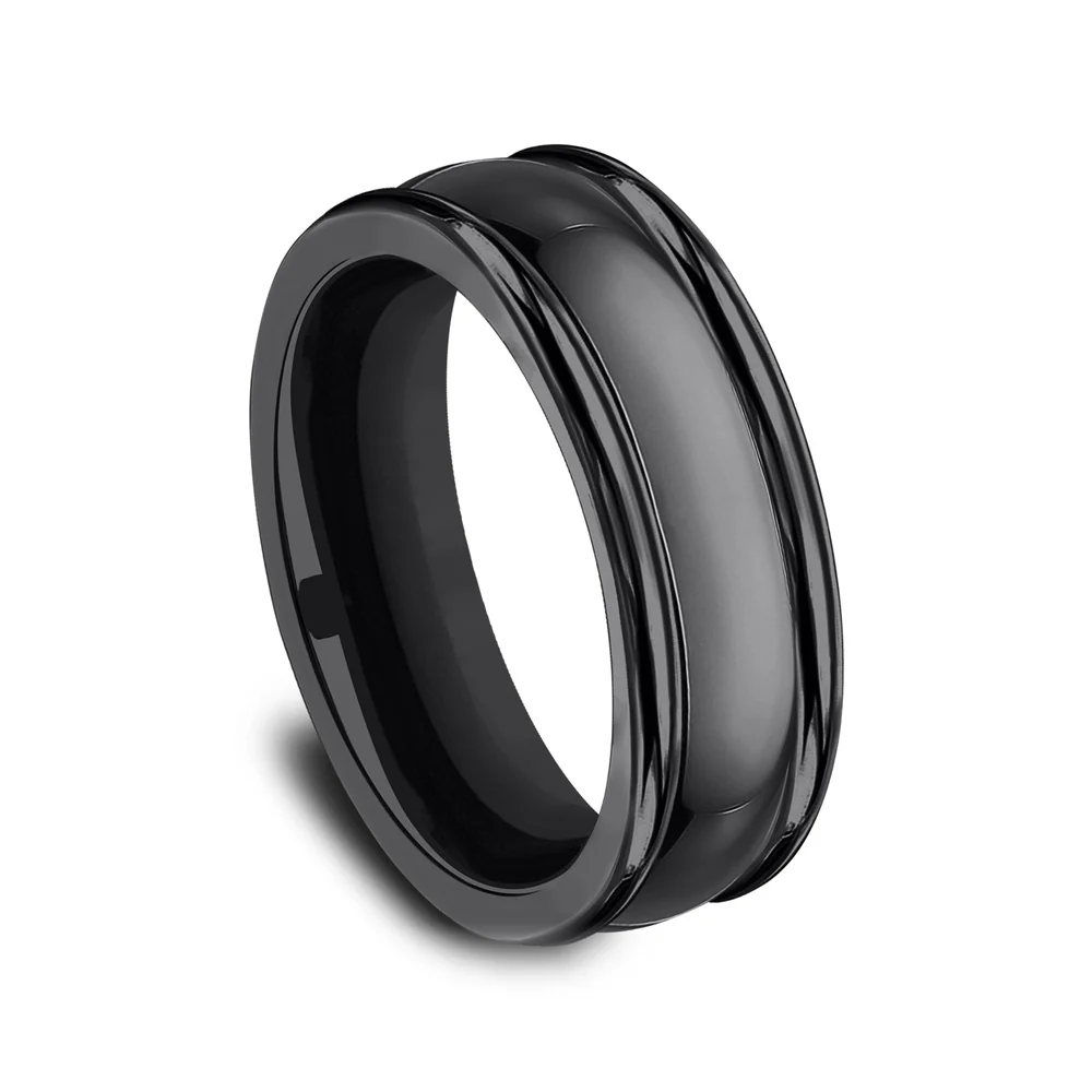 The Uniform Men's Wedding Band in Black Titanium - 7.5mm Width by Forge - Image 2