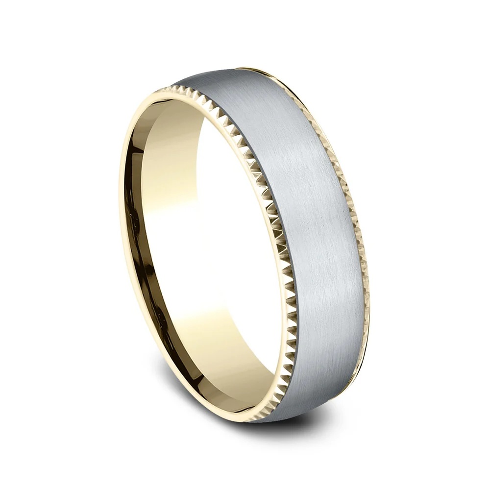 The Valor Men's Wedding Band in 14K Yellow and White Gold - 6.5mm Width by Benchmark - Image 2