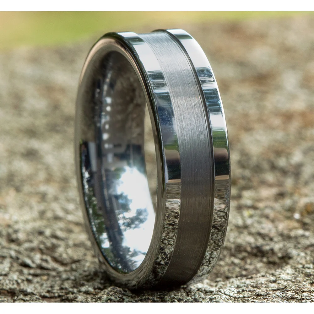 The Vanquisher Men's Wedding Band in Tungsten - 7mm Width by Forge - Image 4