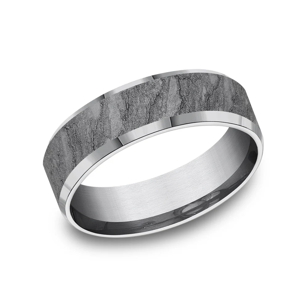 The Vesuvius Men's Wedding Band in Grey Tantalum - 7mm Width by Tantalum