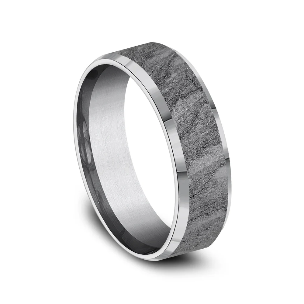 The Vesuvius Men's Wedding Band in Grey Tantalum - 7mm Width by Tantalum - Image 2