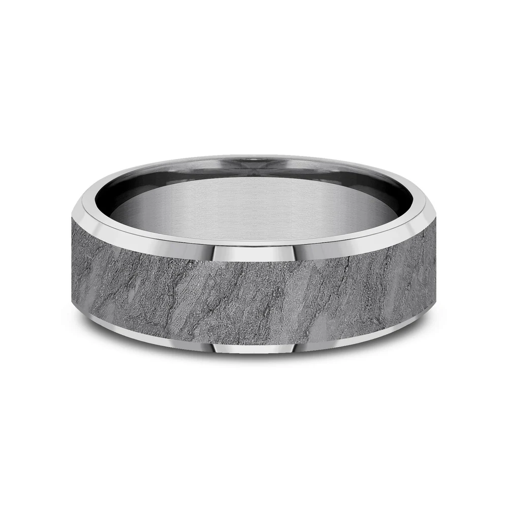 The Vesuvius Men's Wedding Band in Grey Tantalum - 7mm Width by Tantalum - Image 3