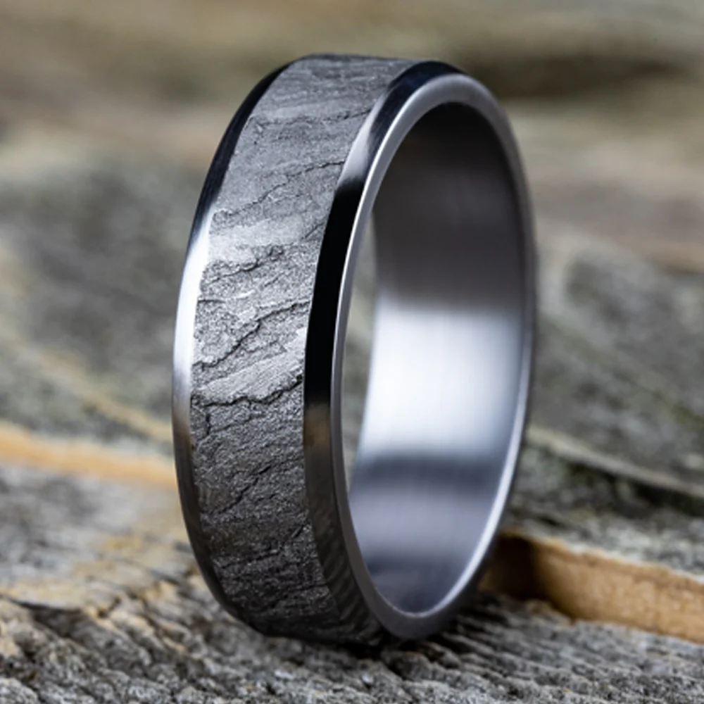 The Vesuvius Men's Wedding Band in Grey Tantalum - 7mm Width by Tantalum - Image 4