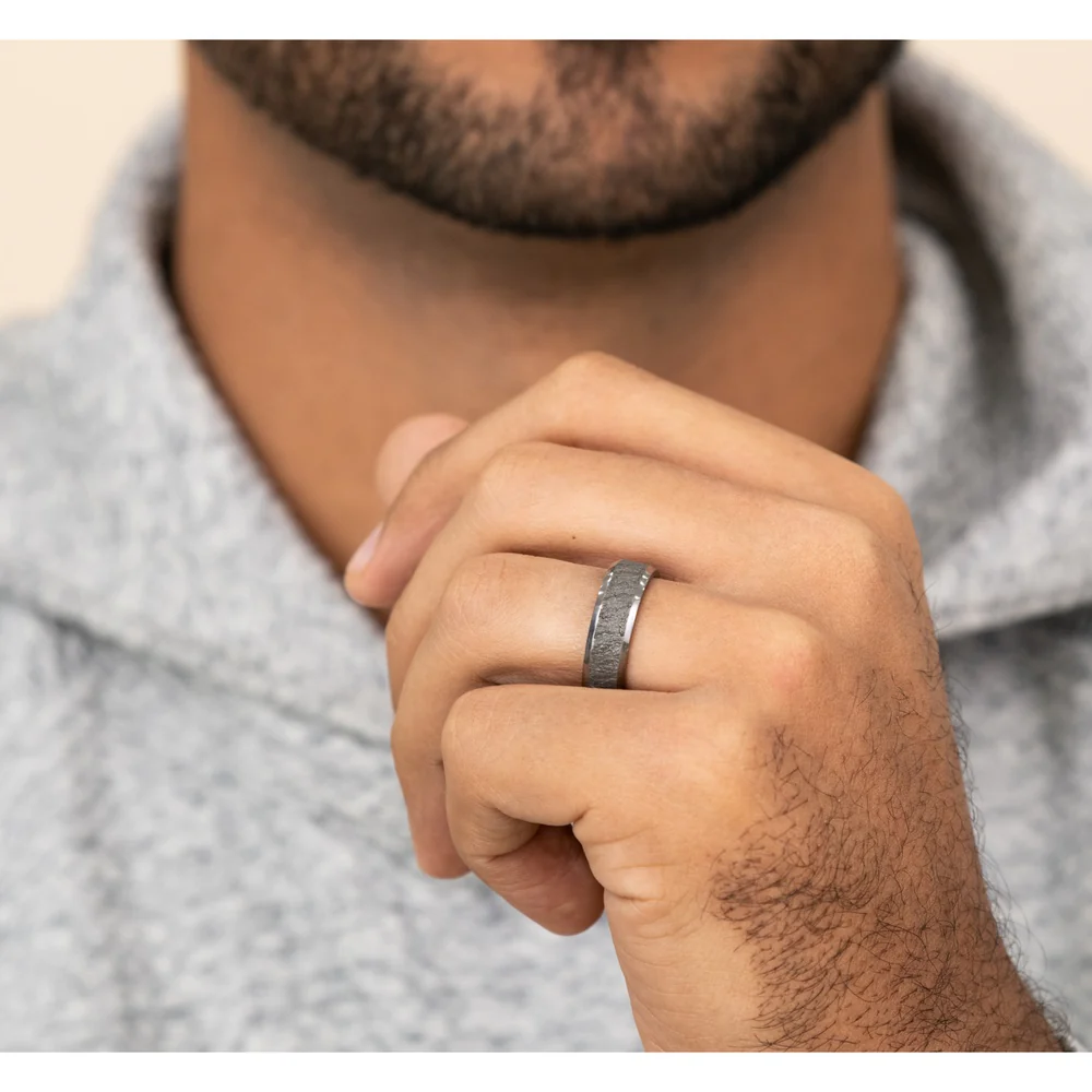 The Vesuvius Men's Wedding Band in Grey Tantalum - 7mm Width by Tantalum - Image 5