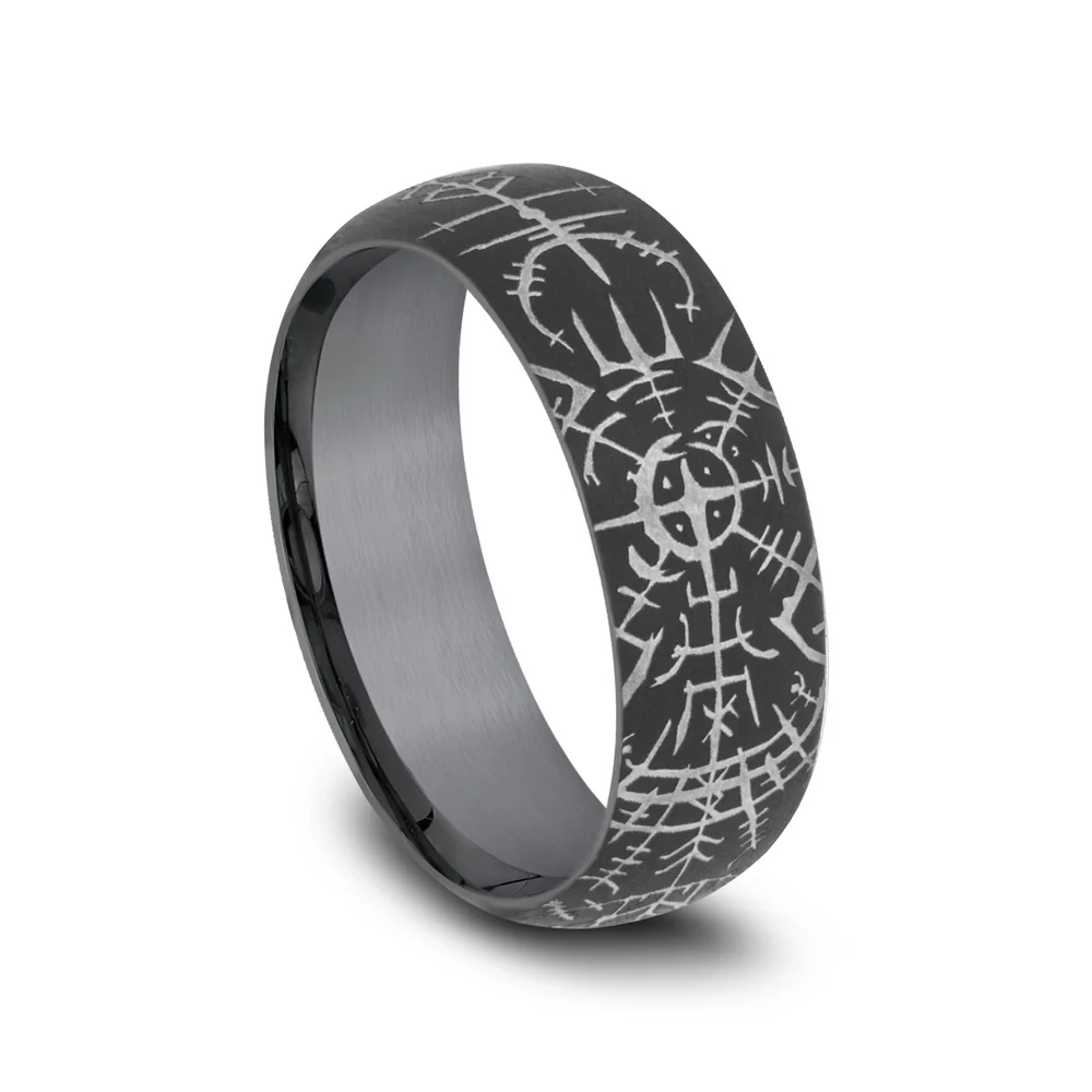 The Viking Men's Wedding Band in Tantalum - 8mm Width by Tantalum - Image 2