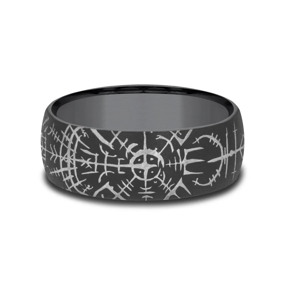 The Viking Men's Wedding Band in Tantalum - 8mm Width by Tantalum - Image 3