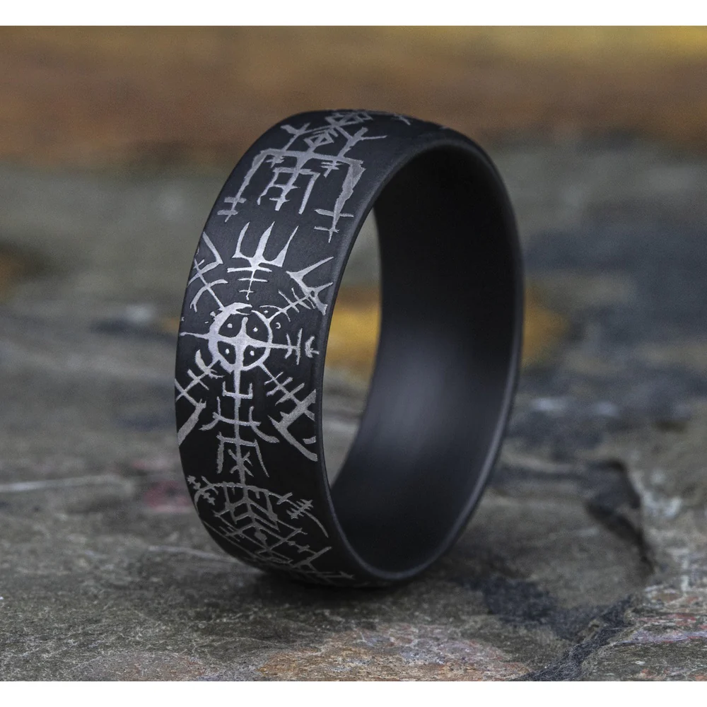 The Viking Men's Wedding Band in Tantalum - 8mm Width by Tantalum - Image 4