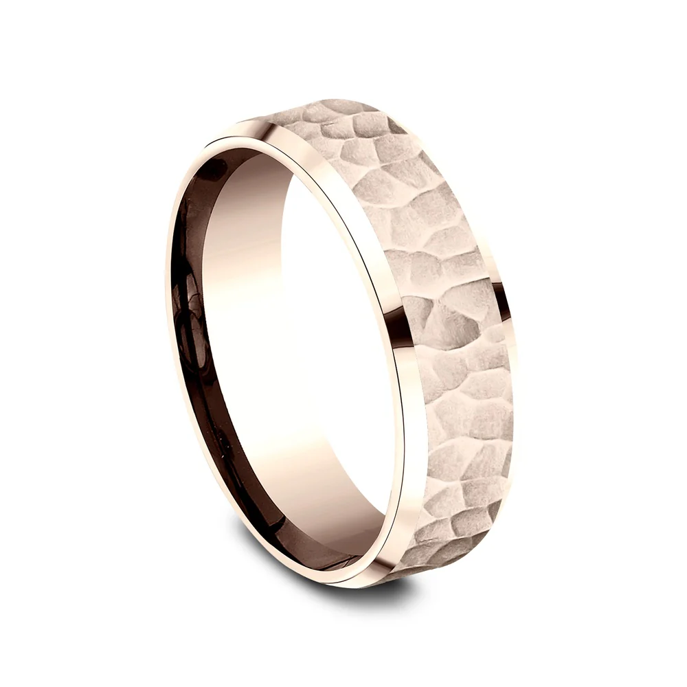The Villa Men's Wedding Band in 14K Rose Gold - 7mm by Benchmark - Image 2