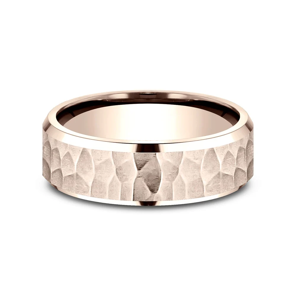 The Villa Men's Wedding Band in 14K Rose Gold - 7mm by Benchmark - Image 3