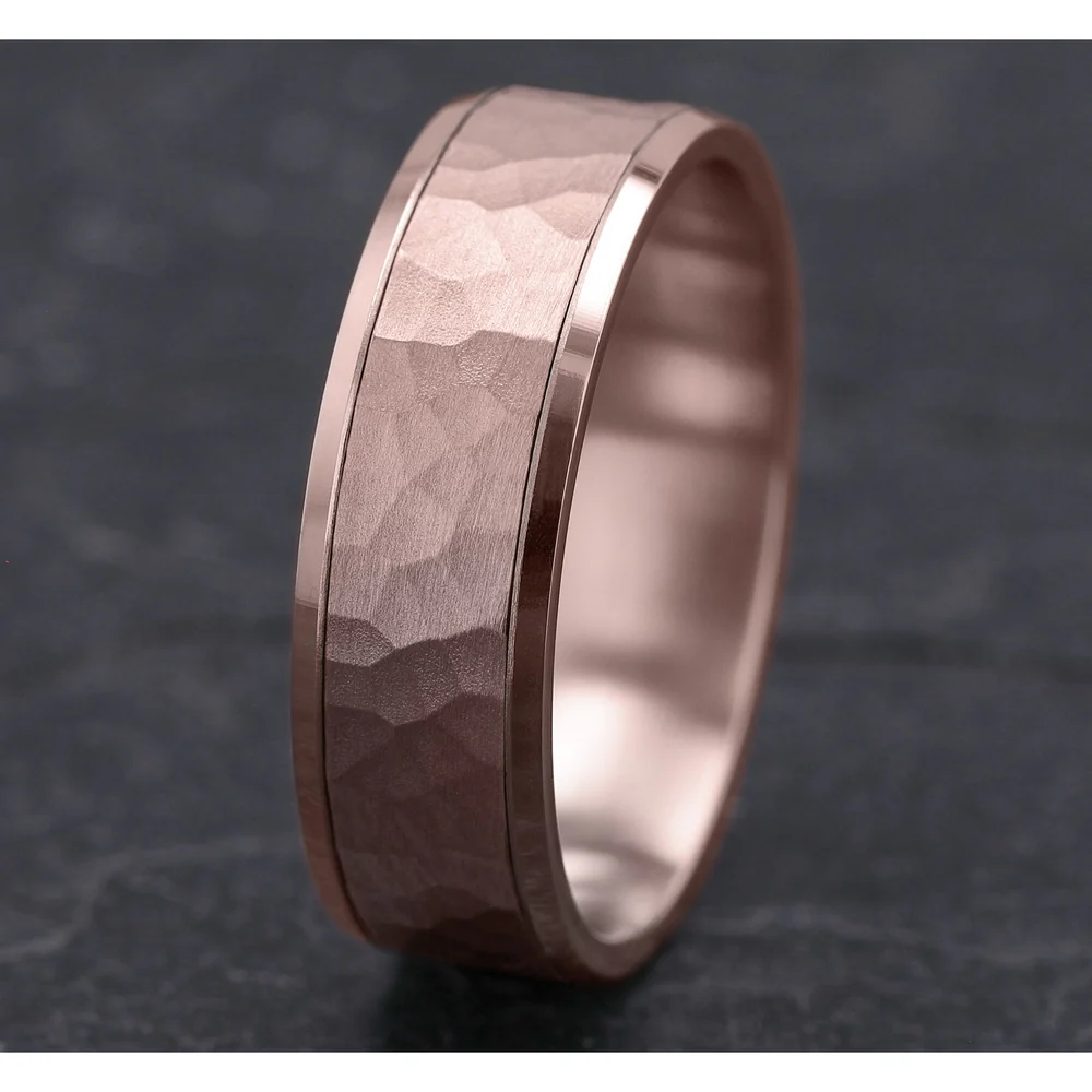 The Villa Men's Wedding Band in 14K Rose Gold - 7mm by Benchmark - Image 4