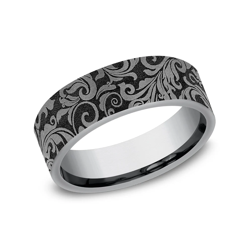 The Vine Men's Wedding Band in Grey Tantalum - 7mm Width by Tantalum