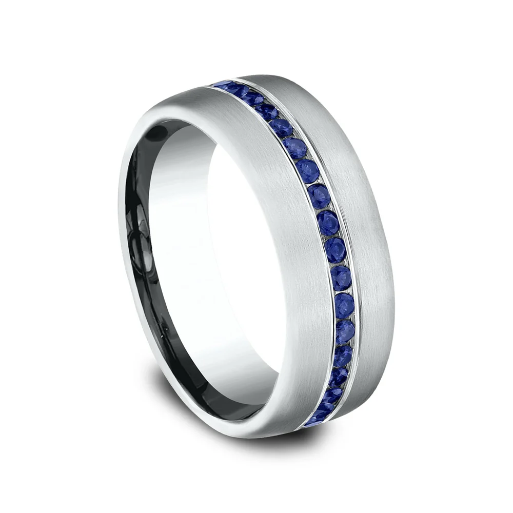 The Viscount Men's Wedding Band in 14K White Gold - 7.5mm Width by Benchmark - Image 2