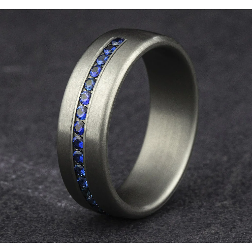 The Viscount Men's Wedding Band in Grey Tantalum - 7.5mm Width by Tantalum - Image 4