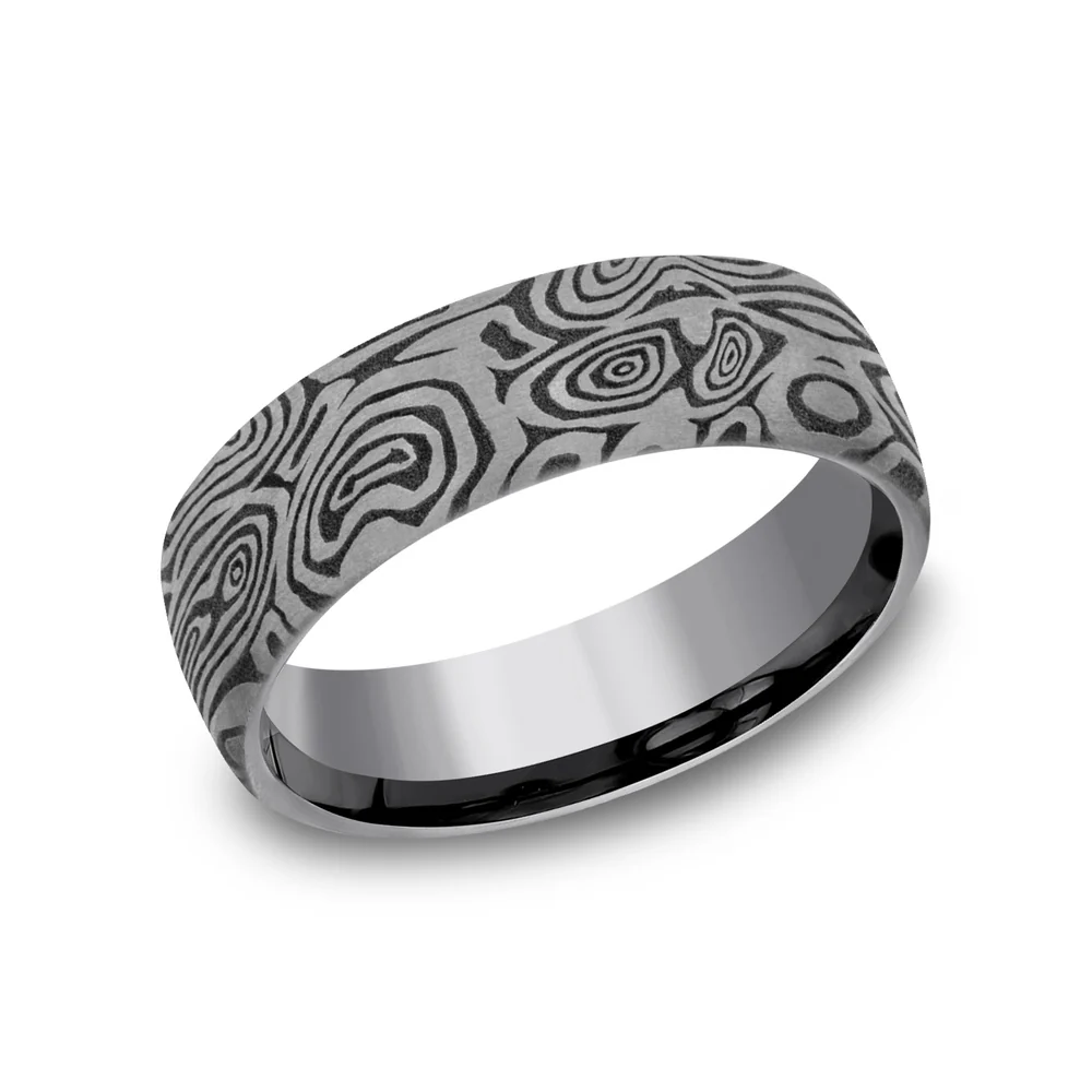 The Vortex Men's Wedding Band in Grey Tantalum - 6.5mm Width by Tantalum
