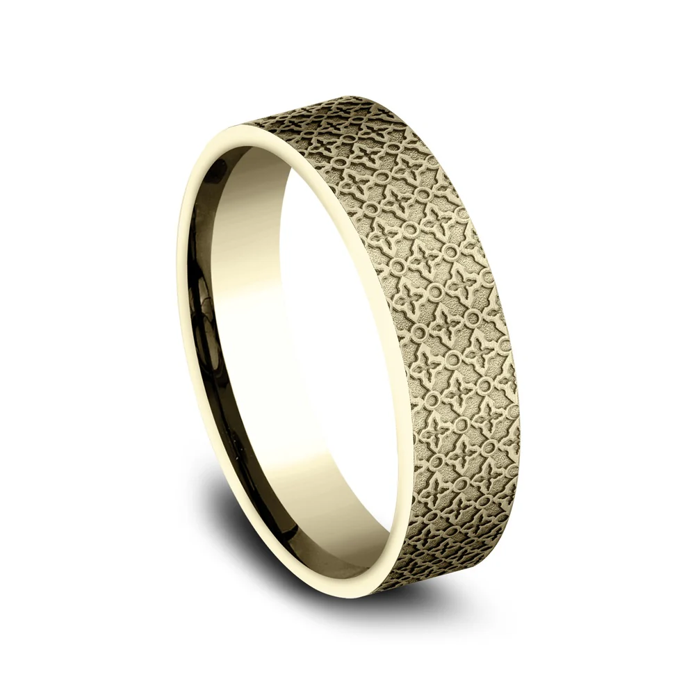 The Vulcan Men's Wedding Band in 14K Yellow Gold - 6mm Width by Benchmark - Image 2