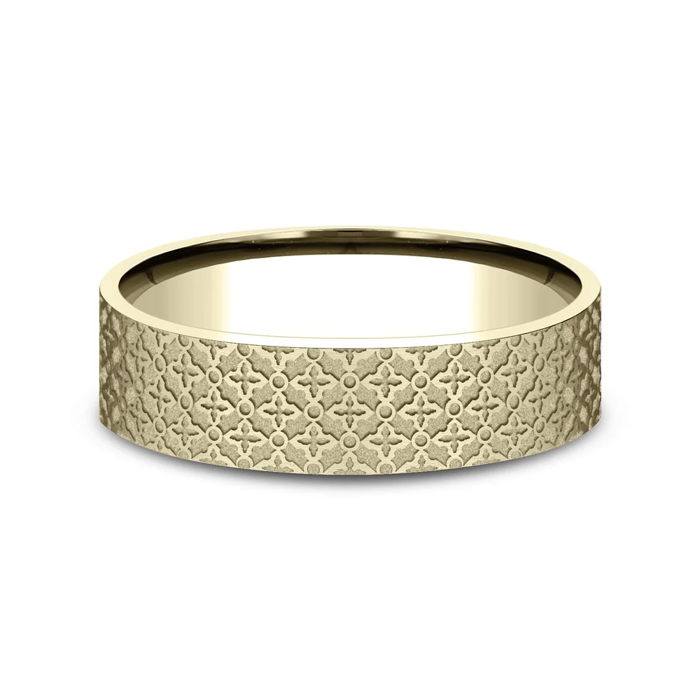 The Vulcan Men's Wedding Band in 14K Yellow Gold - 6mm Width by Benchmark - Image 3