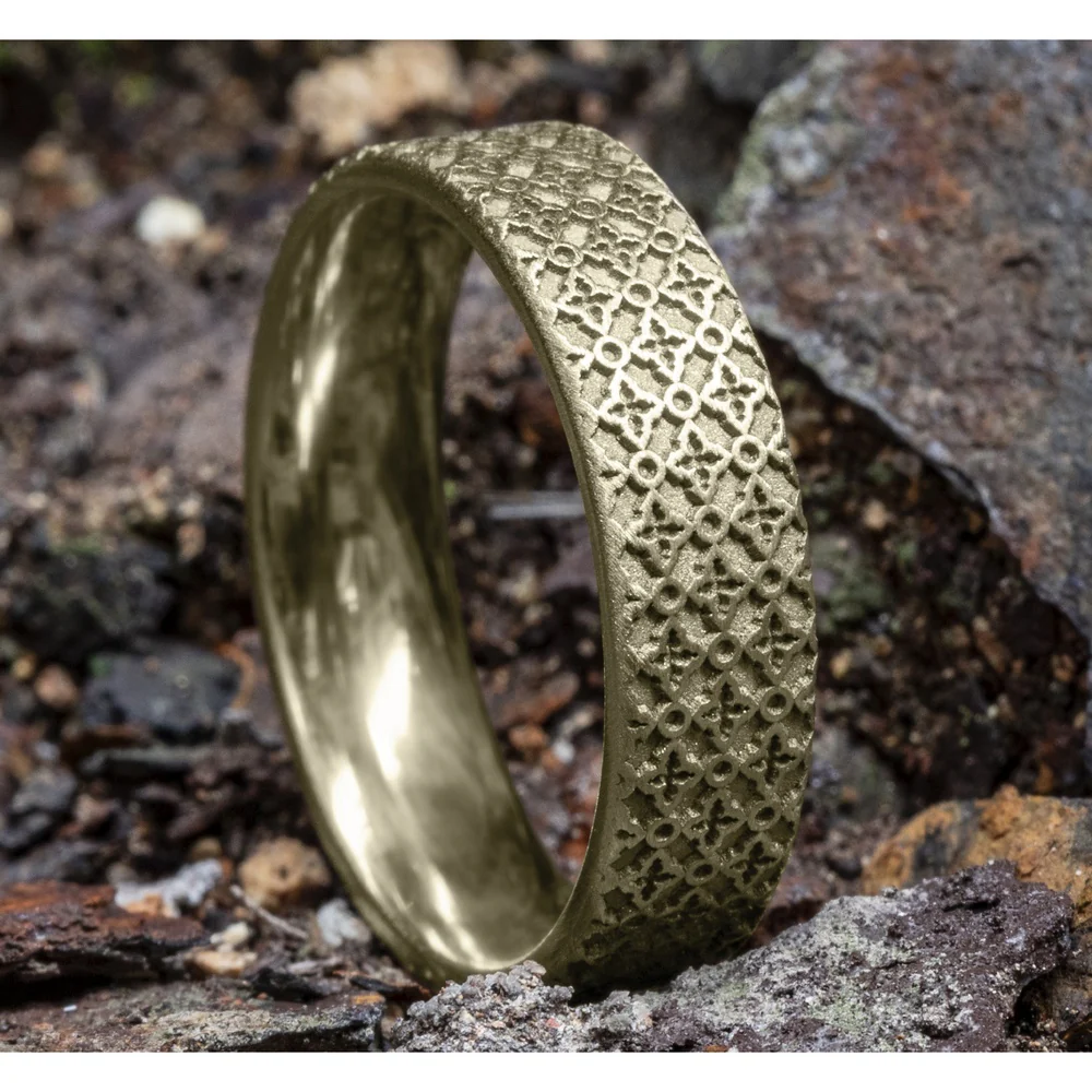 The Vulcan Men's Wedding Band in 14K Yellow Gold - 6mm Width by Benchmark - Image 4