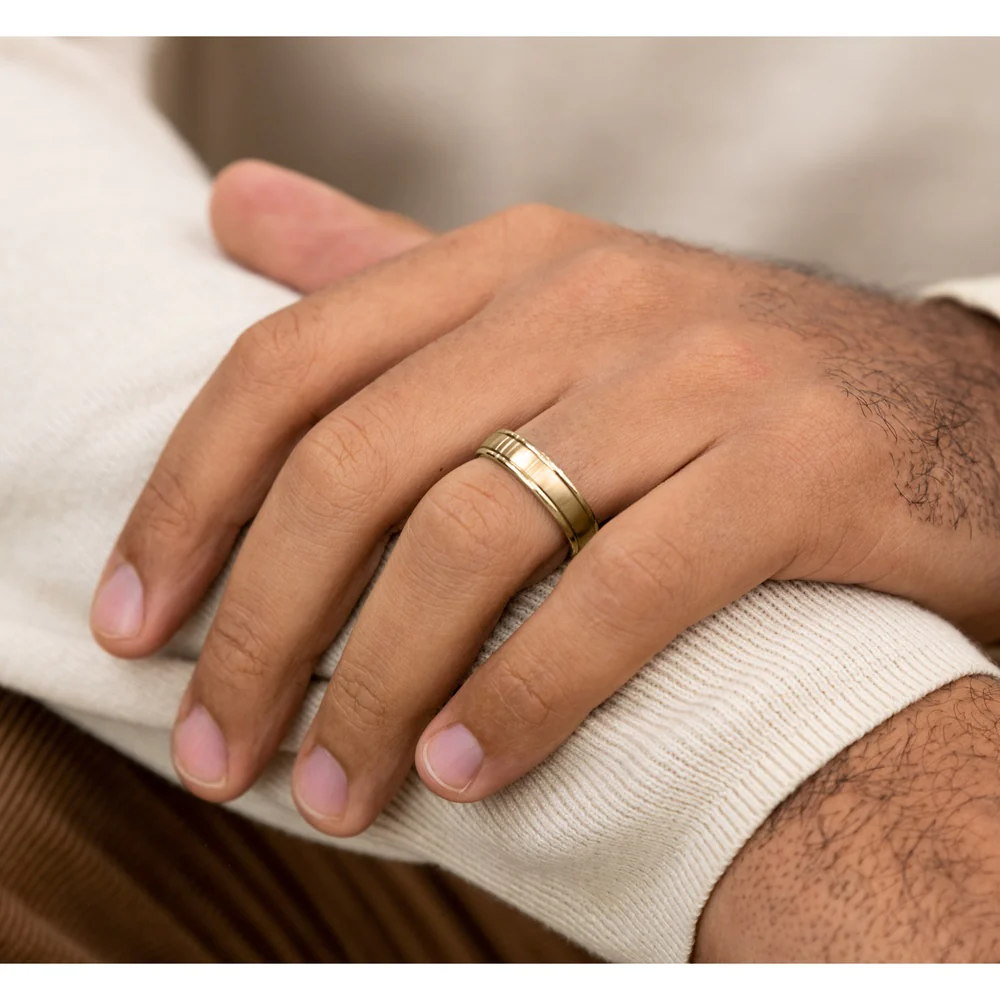 The Washington Men's Wedding Band in 14K Yellow Gold - 6mm Width by Benchmark - Image 5