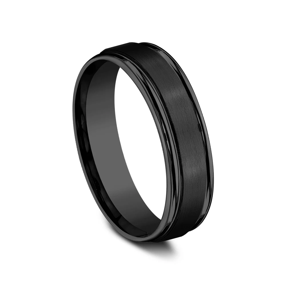 The Washington Men's Wedding Band in Black Titanium - 6mm Width by Forge - Image 2