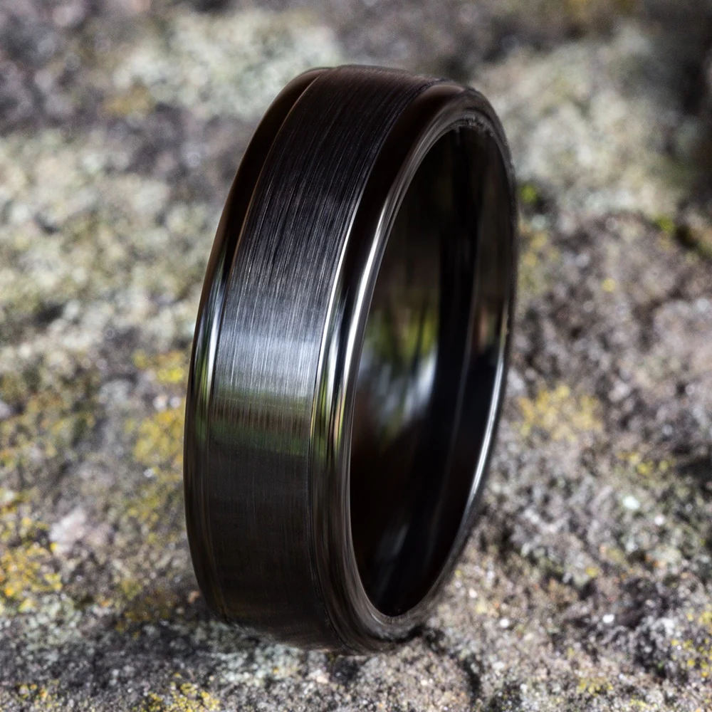 The Washington Men's Wedding Band in Black Titanium - 6mm Width by Forge - Image 4