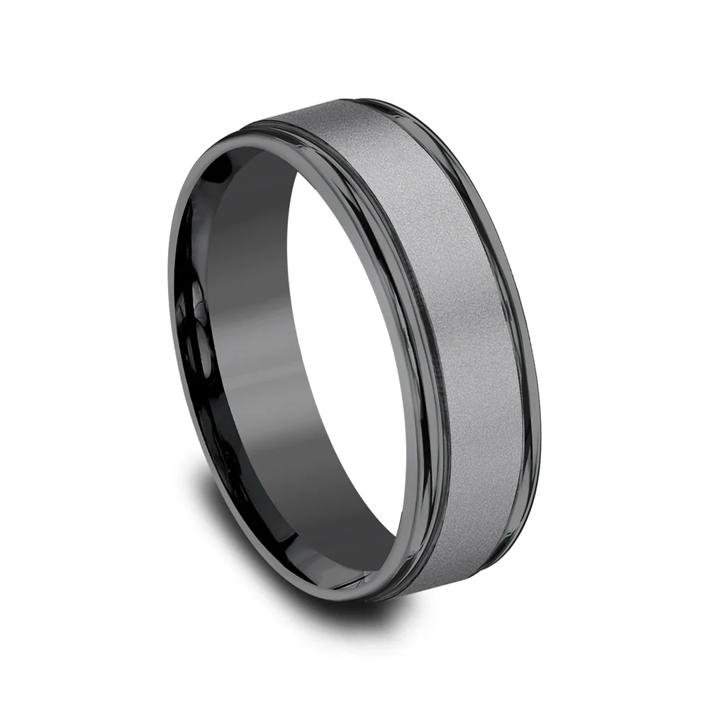 The Washington Men's Wedding Band in Dark Tantalum - 7mm Width by Tantalum - Image 2