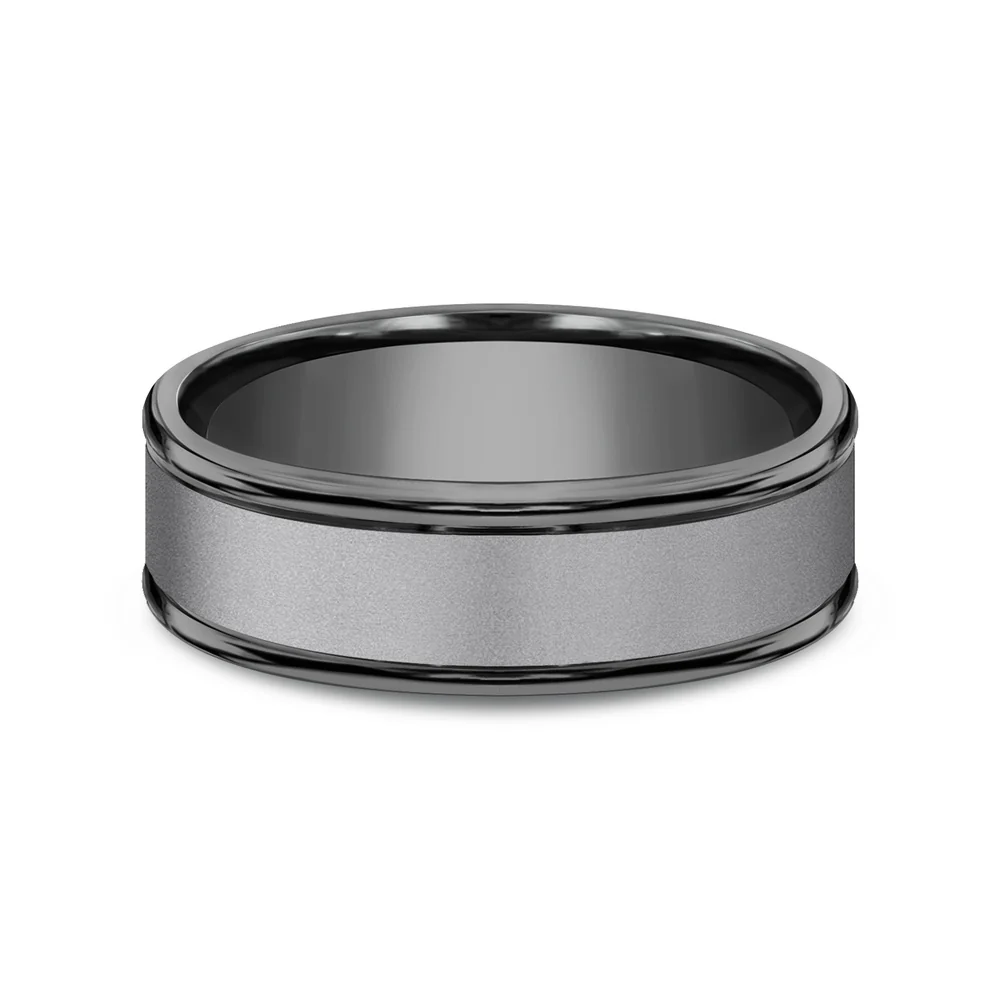 The Washington Men's Wedding Band in Dark Tantalum - 7mm Width by Tantalum - Image 3