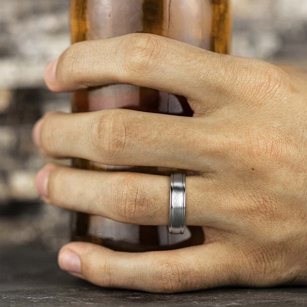 The Washington Men's Wedding Band in White Cobalt - 6mm Width by Forge - Image 5