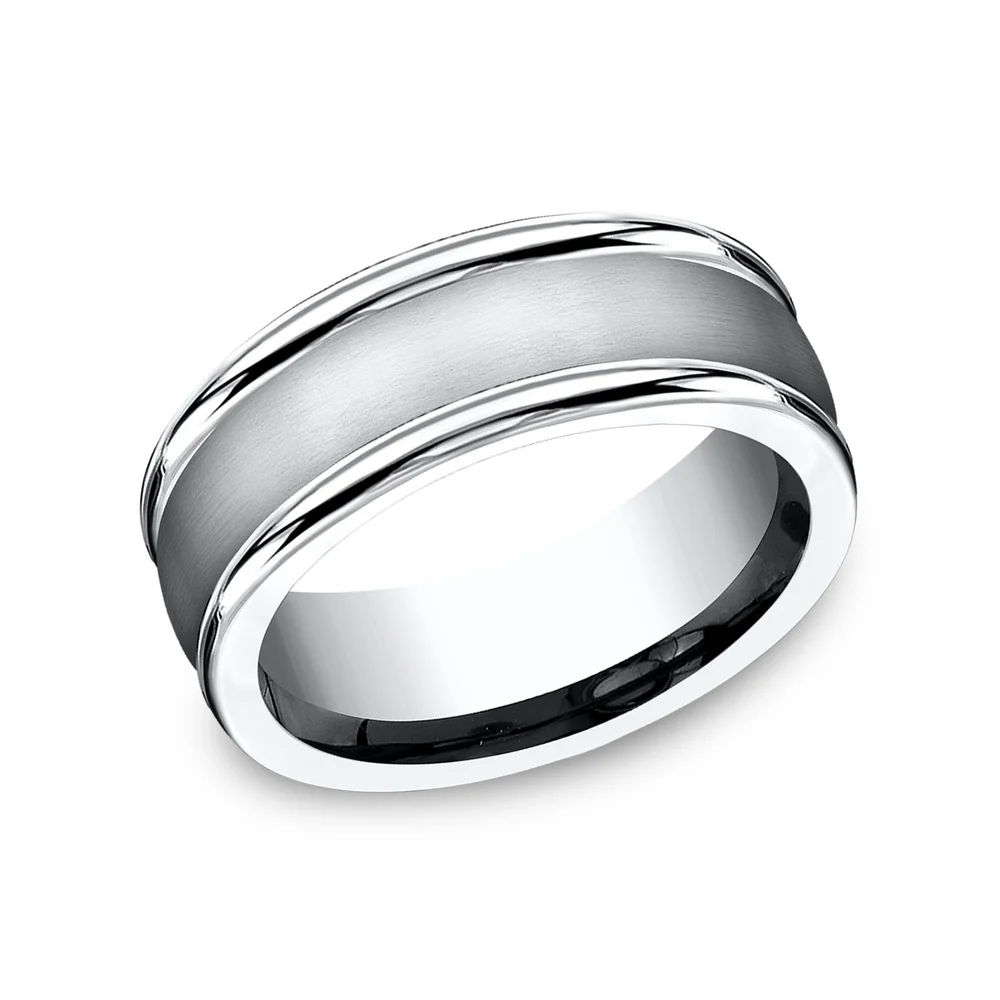 The Washington Men's Wedding Band in White Cobalt - 8mm Width by Forge