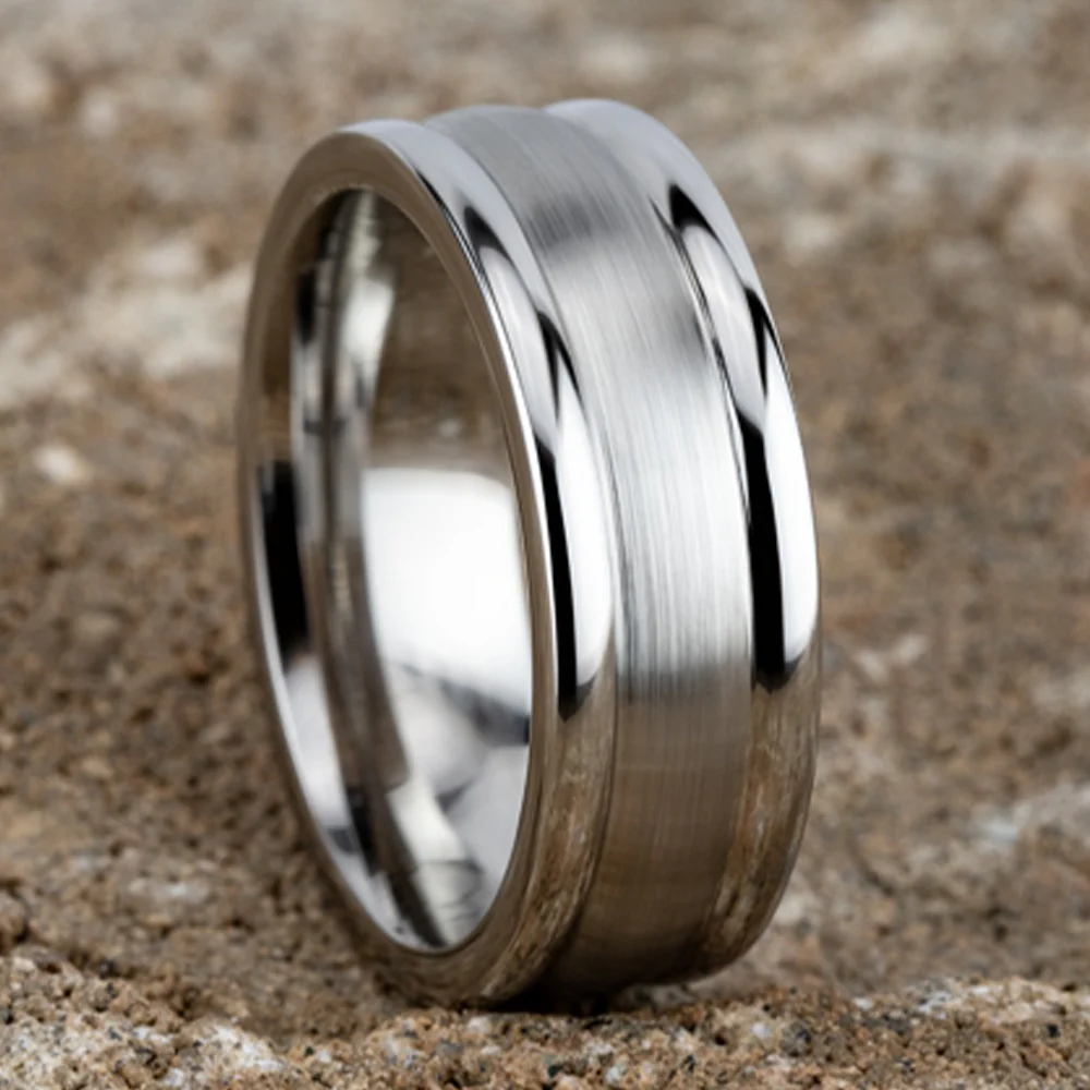 The Washington Men's Wedding Band in White Cobalt - 8mm Width by Forge - Image 4