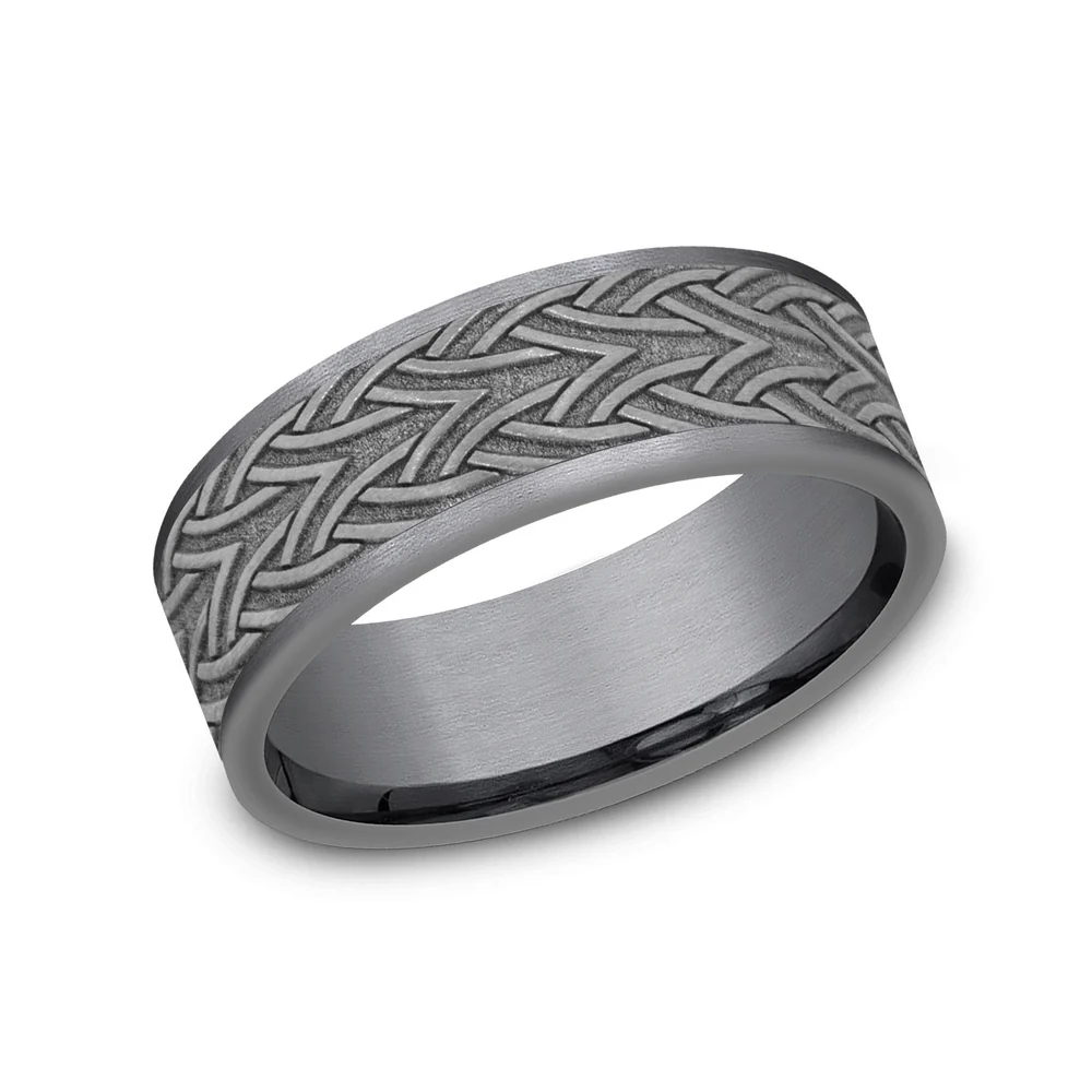 The Waterford Men's Wedding Band in Grey Tantalum - 7mm Width by Tantalum