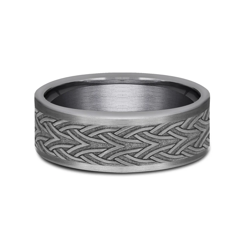 The Waterford Men's Wedding Band in Grey Tantalum - 7mm Width by Tantalum - Image 3