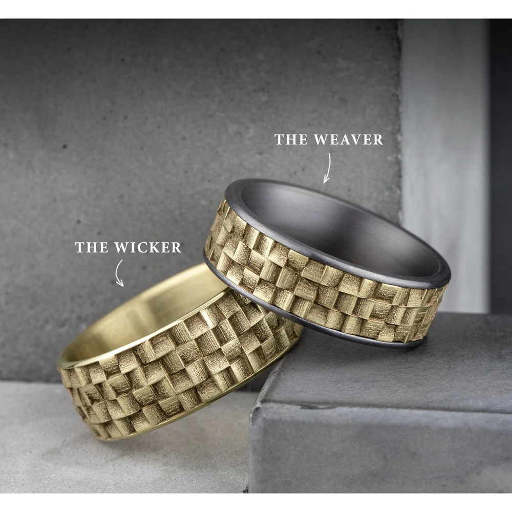 The Weaver Men's Wedding Band in 14K Yellow Gold - 9mm Width by Benchmark - Image 5