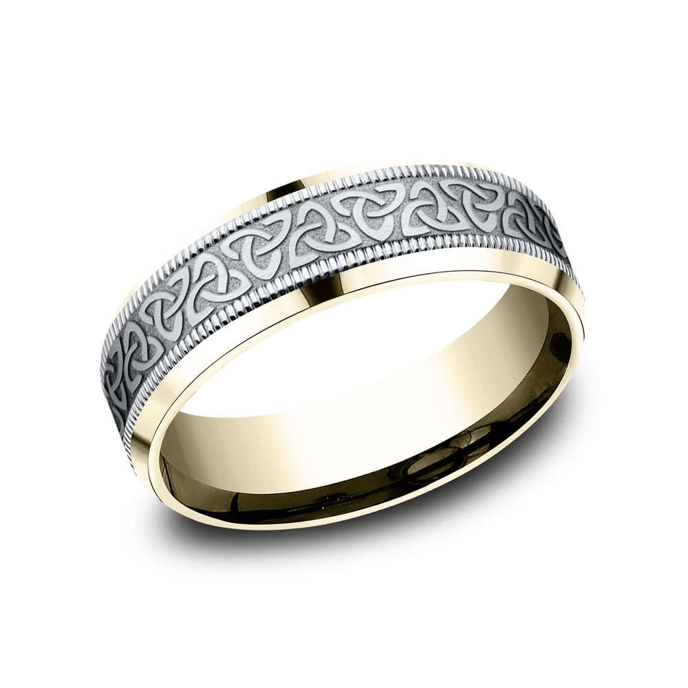 The Wexford Men's Wedding Band in 14K Yellow and White Gold - 7mm by Benchmark