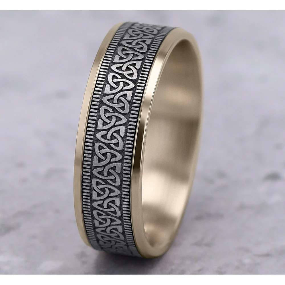 The Wexford Men's Wedding Band in 14K Yellow and White Gold - 7mm by Benchmark - Image 4