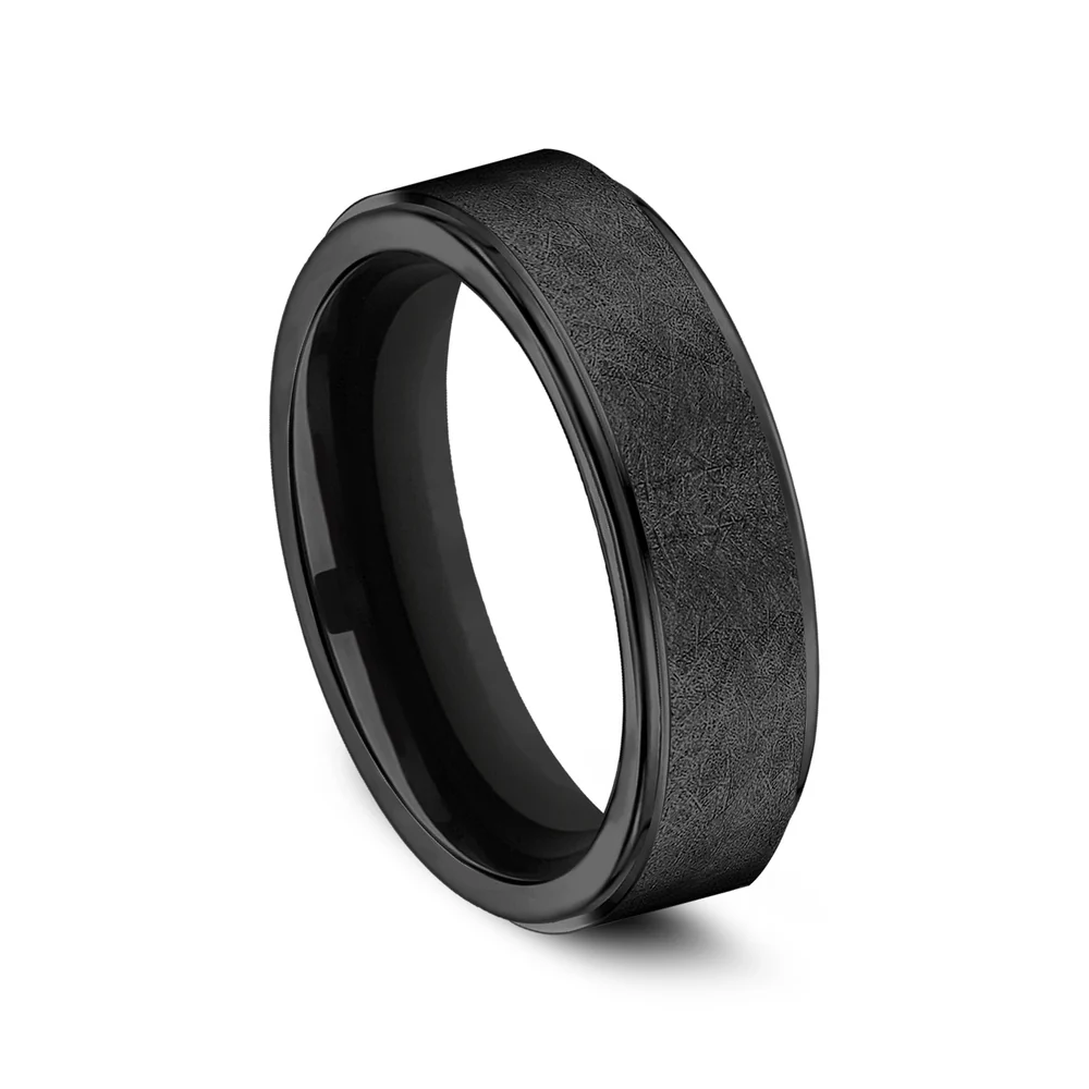 The Whitman Men's Wedding Band in Black Titanium - 7mm Width by Forge - Image 2