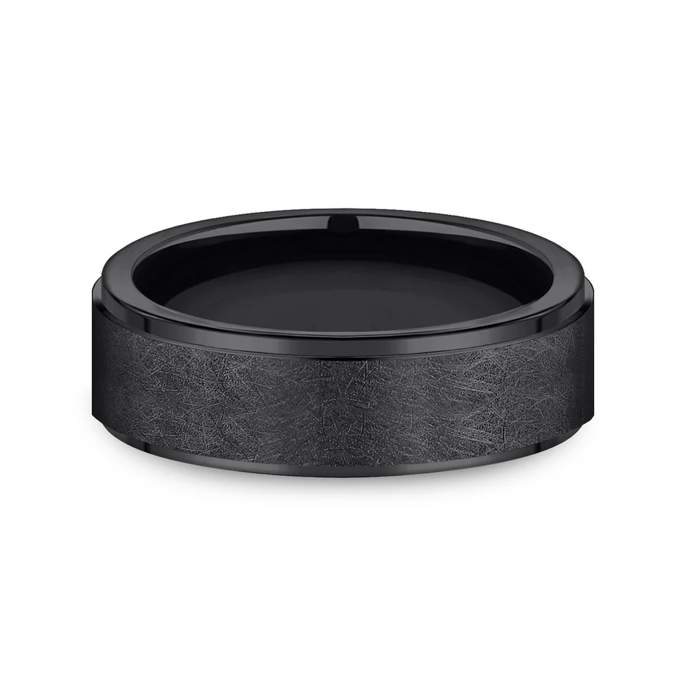The Whitman Men's Wedding Band in Black Titanium - 7mm Width by Forge - Image 3