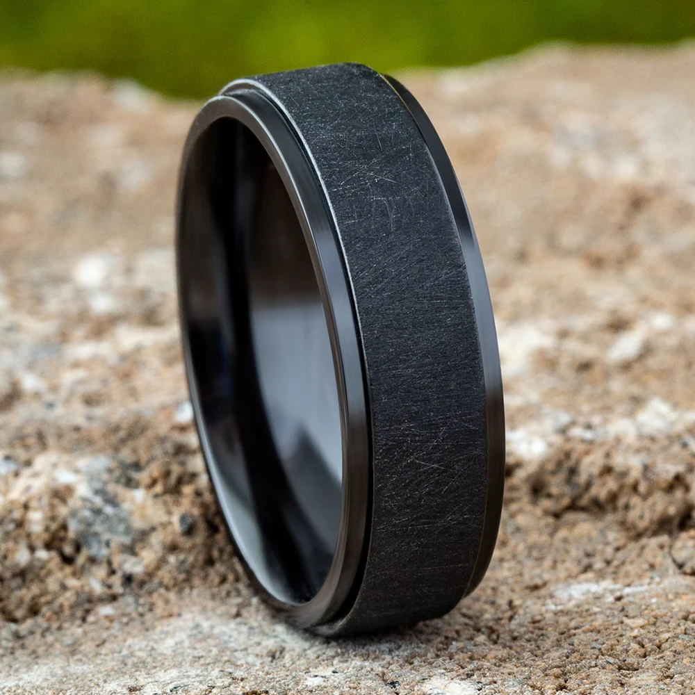 The Whitman Men's Wedding Band in Black Titanium - 7mm Width by Forge - Image 4
