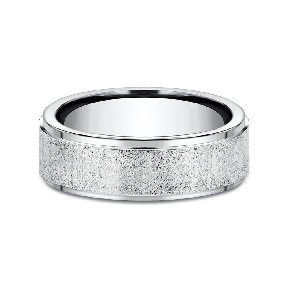 The Whitman Men's Wedding Band in White Cobalt - 7mm Width by Forge - Image 3