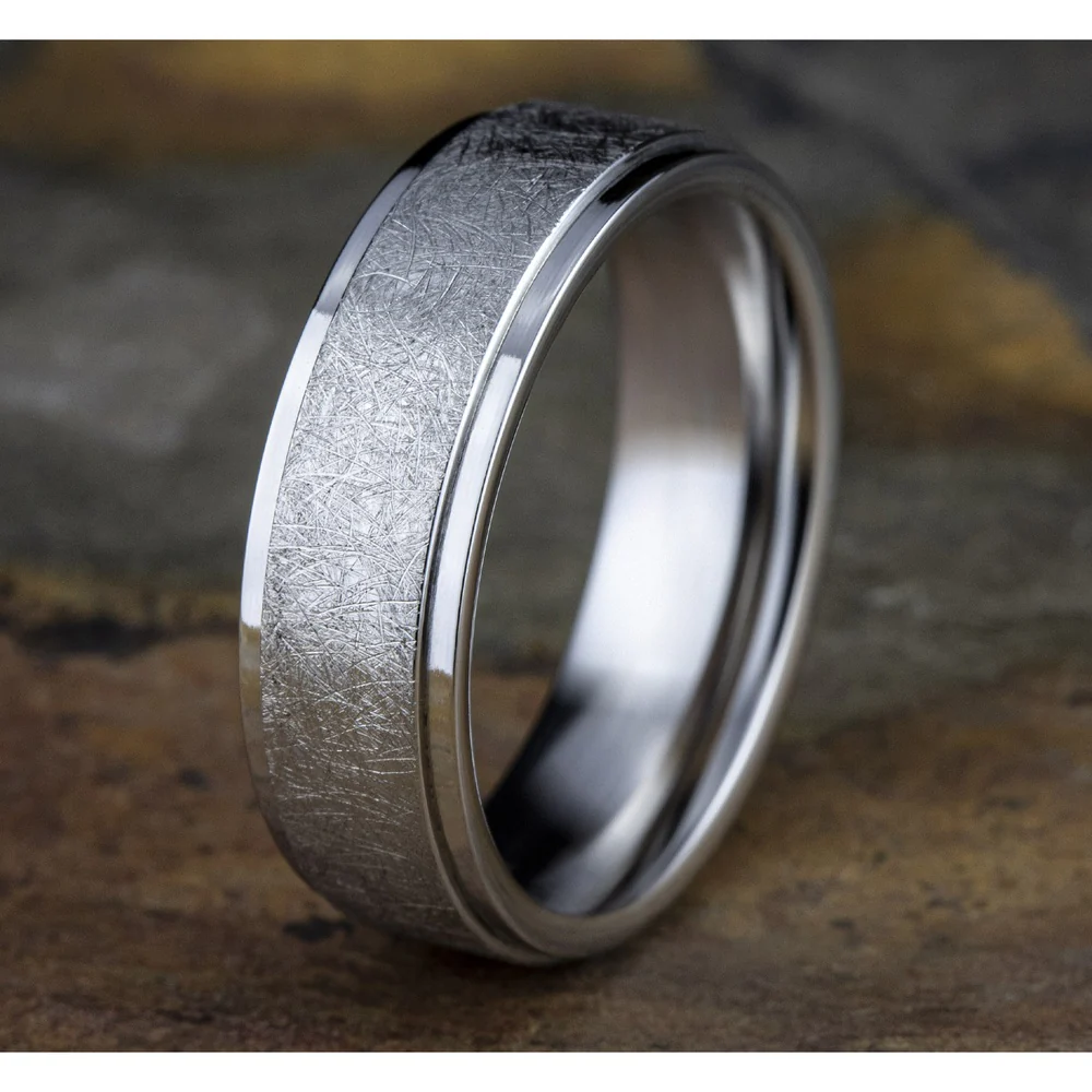 The Whitman Men's Wedding Band in White Cobalt - 7mm Width by Forge - Image 4