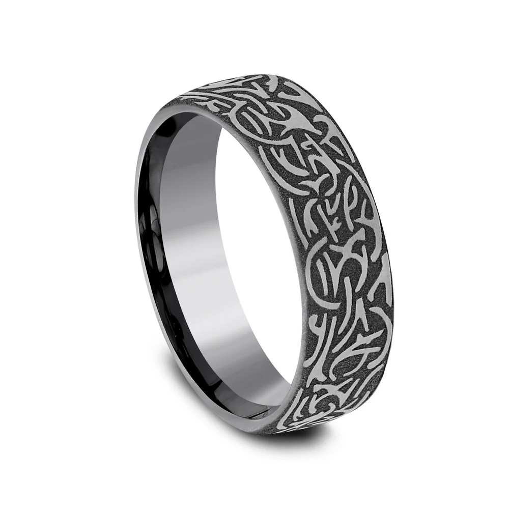 Thors Hammer Men's Wedding Band in Grey Tantalum - 6.5mm Width by Tantalum - Image 2