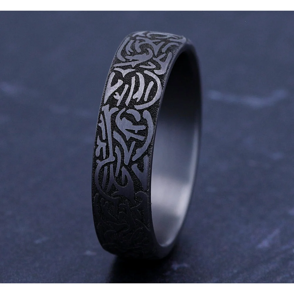 Thors Hammer Men's Wedding Band in Grey Tantalum - 6.5mm Width by Tantalum - Image 4